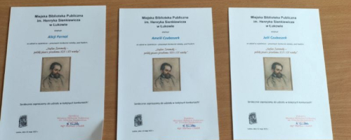 Laureatki w konkursie wiedzy o Stefanie Żeromskim